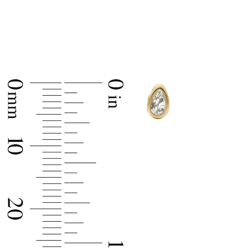 Main Image 2 of 10K Semi-Solid Gold CZ Pear Bezel Studs