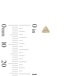 10K Semi-Solid Gold CZ Triangle Bezel Studs
