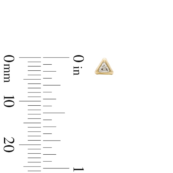10K Semi-Solid Gold CZ Triangle Bezel Studs