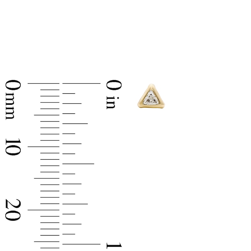 Main Image 2 of 10K Semi-Solid Gold CZ Triangle Bezel Studs