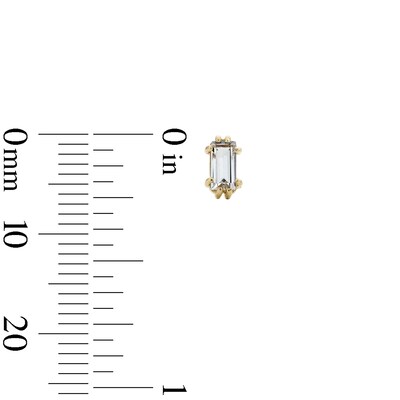 10K Semi-Solid Gold CZ Emerald-Cut Studs