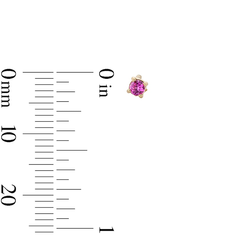10K Semi-Solid Gold 2mm Pink CZ Round Solitaire Studs
