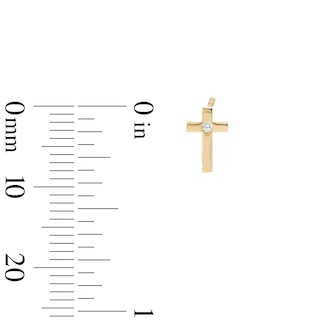 10K Semi-Solid Gold CZ Polished Cross Studs