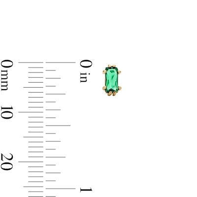 10K Semi-Solid Gold Green CZ Emerald-Cut Studs