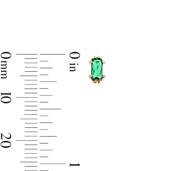 10K Semi-Solid Gold Green CZ Emerald-Cut Studs
