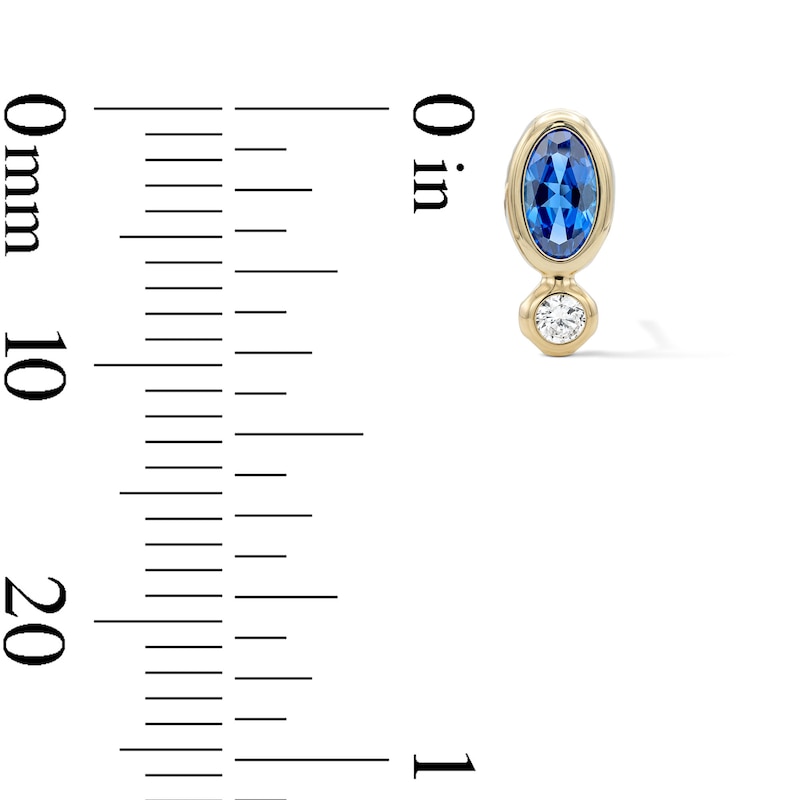 Main Image 2 of 10K Semi-Solid Gold Oval Blue and Round White CZ Bezel Stacked Studs