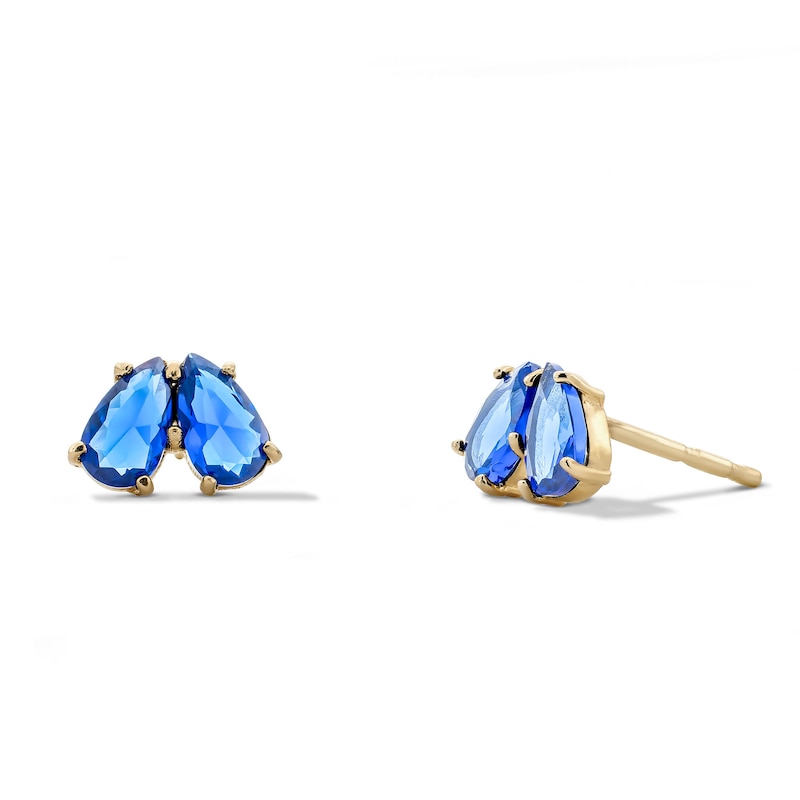 Main Image 1 of 10K Semi-Solid Gold Blue Pear-Shaped CZ Two-Stone Studs