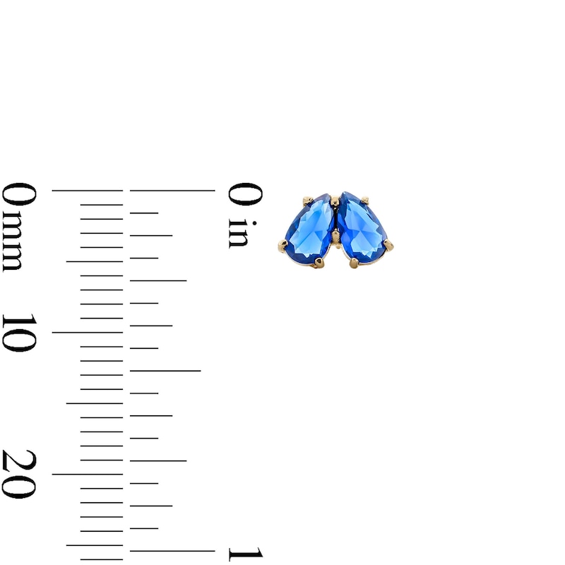 Main Image 2 of 10K Semi-Solid Gold Blue Pear-Shaped CZ Two-Stone Studs