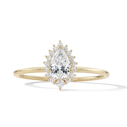 10K Solid Gold CZ Pear, Round and Square Halo Ring- Size 7