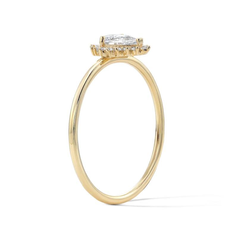 10K Solid Gold CZ Pear, Round and Square Halo Ring- Size 7