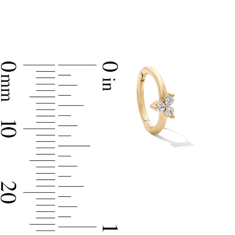 Main Image 2 of 10K Semi-Solid Gold CZ Trio Hoop – 18G 5/16"