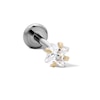 Thumbnail Image 1 of 14K Solid Gold and Titanium 3mm Princess-Cut CZ Solitaire Stud - 18G 5/16"