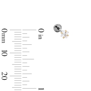 14K Solid Gold and Titanium 3mm Princess-Cut CZ Solitaire Stud - 18G 5/16"