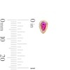 Thumbnail Image 2 of 10K Semi-Solid Gold Dark Pink CZ Pear Halo Studs