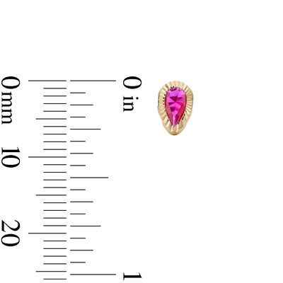 10K Semi-Solid Gold Dark Pink CZ Pear Halo Studs