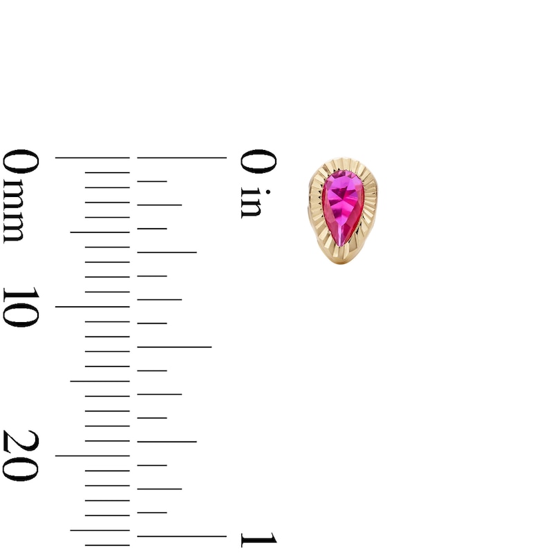 Main Image 2 of 10K Semi-Solid Gold Dark Pink CZ Pear Halo Studs