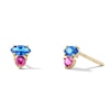 Thumbnail Image 1 of 10K Semi-Solid Gold Blue Marquise and Pink Round CZ Two-Stone Studs