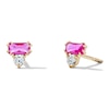 Thumbnail Image 1 of 10K Semi-Solid Gold Pink and White CZ Baguette Two-Stone Studs