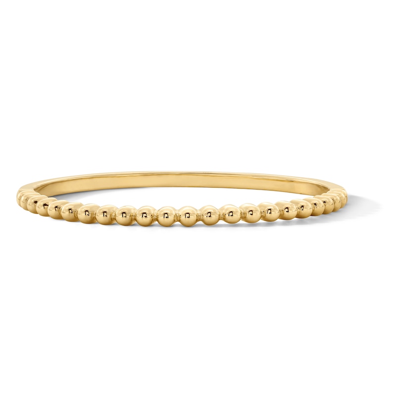 10K Solid Gold Polished Beaded Ring - Size 7