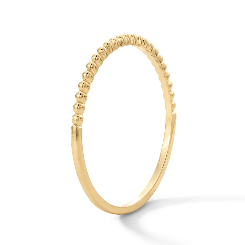 10K Solid Gold Polished Beaded Ring - Size 7