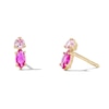 Thumbnail Image 1 of 10K Semi-Solid Gold Pink CZ Two-Stone Studs