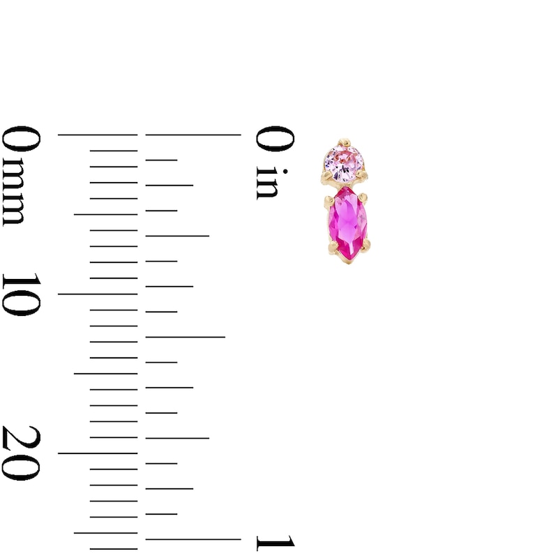 Main Image 2 of 10K Semi-Solid Gold Pink CZ Two-Stone Studs