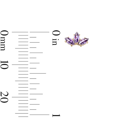 10K Semi-Solid Gold Purple Marquise CZ Trio Studs