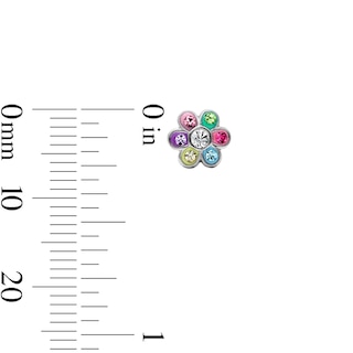 Solid Sterling Silver Round CZ Solitaire and Crystal Flower Stud Set