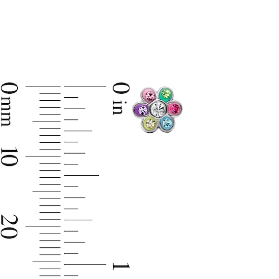 Solid Sterling Silver Round CZ Solitaire and Crystal Flower Stud Set