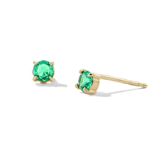 10K Semi-Solid Gold 3mm Green CZ Round Studs