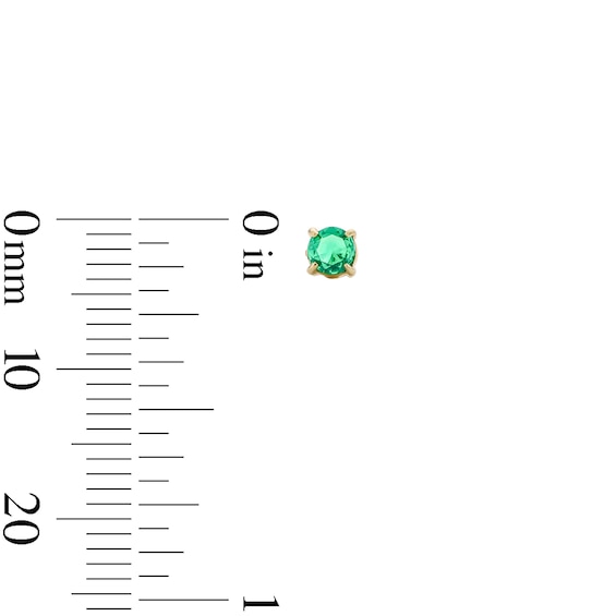 10K Semi-Solid Gold 3mm Green CZ Round Studs