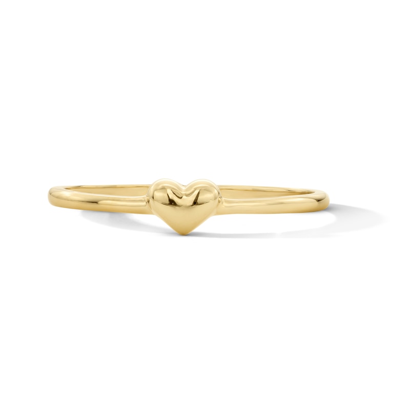 10K Solid Gold Polished Heart Ring - Size 7