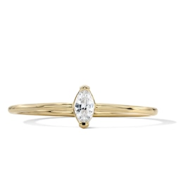 10K Solid Gold CZ Marquise Solitaire Ring - Size 7