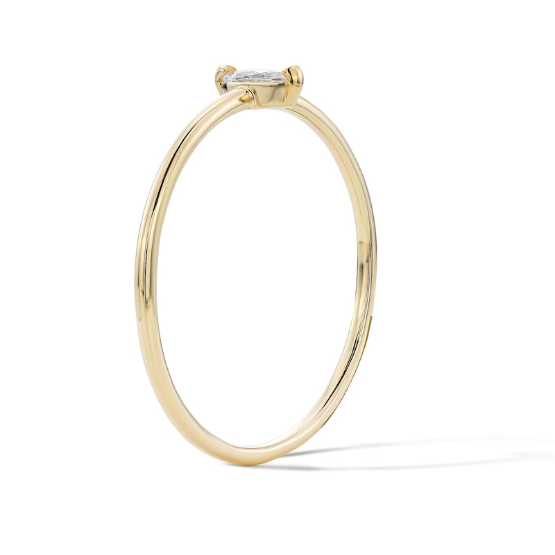 10K Solid Gold CZ Marquise Solitaire Ring - Size 7