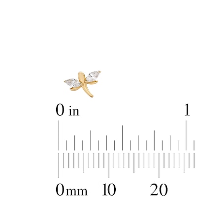 10K Semi-Solid Gold CZ Dragonfly L-Shaped Nose Stud - 24G 1/4"