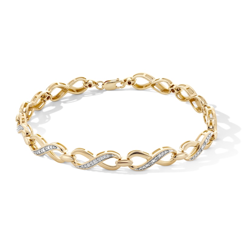 Main Image 1 of 14K Gold Plated 1/20 CT. T.W.  Lab-Grown Diamond Infinity Bracelet- 7”