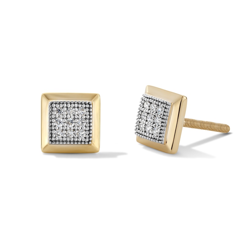 Main Image 1 of 10K Solid Gold 1/10 CT. TW. Composite Lab-Grown Diamond Frame Studs