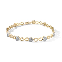 14K Gold Plated 1/10 CT. T.W. Lab-Grown Diamond Infinity Heart Bracelet - 7”