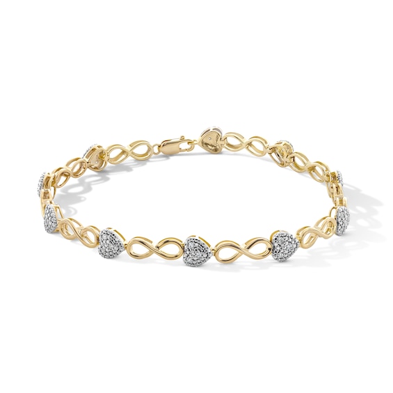 14K Gold Plated 1/10 CT. T.W. Lab-Grown Diamond Infinity Heart Bracelet - 7”