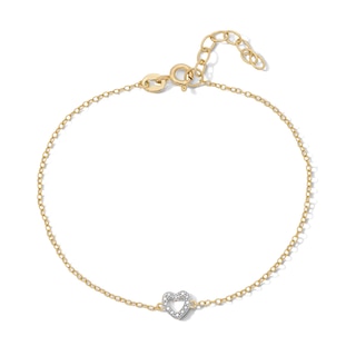 18K Gold Plated Diamond Accent Heart Outline Bracelet - 7.5"
