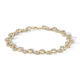 14K Gold Plated 1/10 CT. T.W. Lab-Grown Diamond Heart Bracelet - 7"