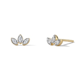 14K Gold Plated 1/20 CT. T.W. Lab-Grown Diamond Floral Three-Stone Studs