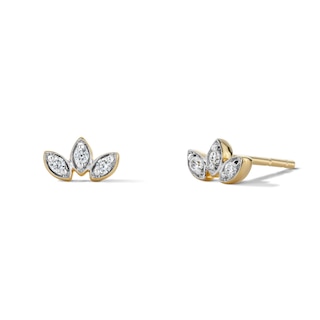 14K Gold Plated 1/20 CT. T.W. Lab-Grown Diamond Marquise Three-Stone Studs
