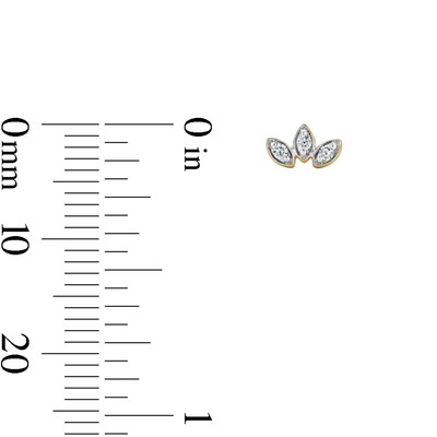 14K Gold Plated 1/20 CT. T.W. Lab-Grown Diamond Marquise Three-Stone Studs