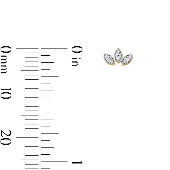 14K Gold Plated 1/20 CT. T.W. Lab-Grown Diamond Marquise Three-Stone Studs