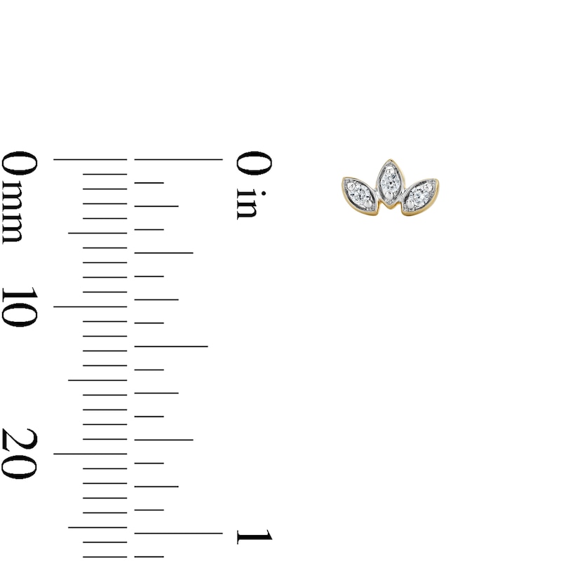 Main Image 2 of 14K Gold Plated 1/20 CT. T.W. Lab-Grown Diamond Floral Three-Stone Studs