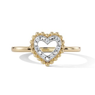 14K Gold Plated 1/20 CT. T.W. Lab-Grown Diamond Heart Ring - Size 7