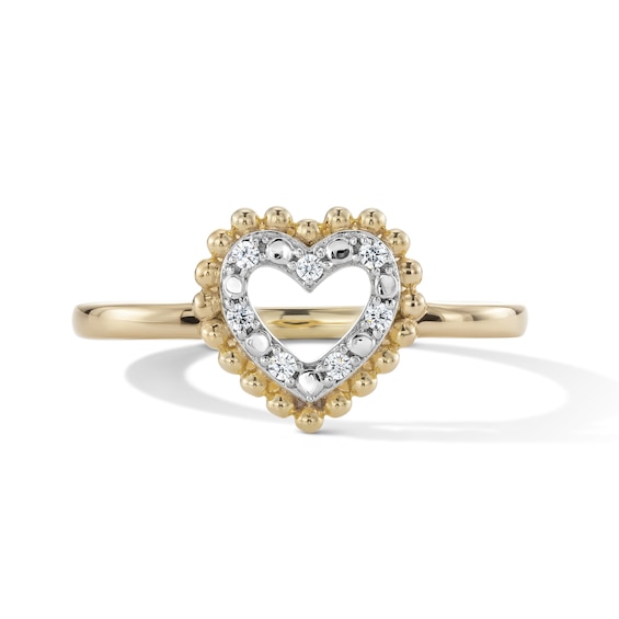 14K Gold Plated 1/20 CT. T.W. Lab-Grown Diamond Heart Ring - Size 7
