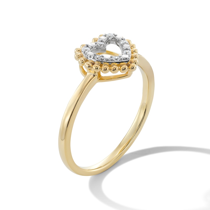 14K Gold Plated 1/20 CT. T.W. Lab-Grown Diamond Heart Ring - Size 7