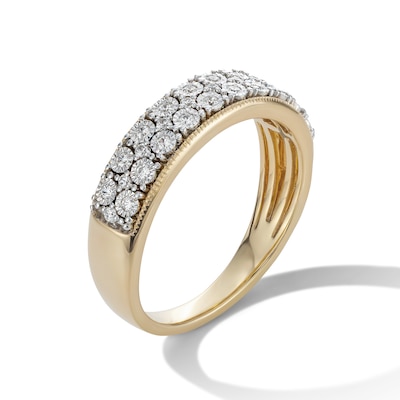 14K Gold Plated 1/5 CT. T.W. Lab-Grown Diamond Multirow Anniversary Band - Size 7